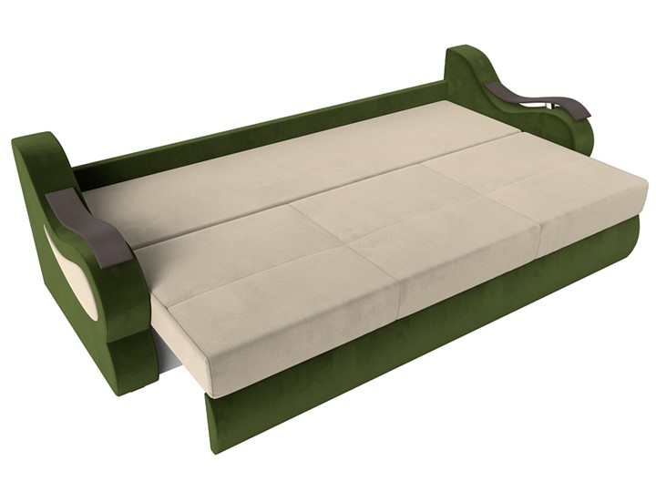 Прямой диван Меркурий еврокнижка, Бежевый/зеленый (микровельвет) в Вологде - изображение 5