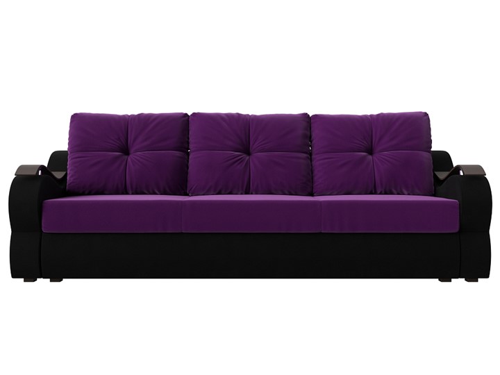 Прямой диван Меркурий еврокнижка, фиолетовый/черный (микровельвет) в Вологде - изображение 1