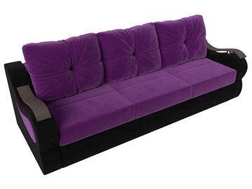 Прямой диван Меркурий еврокнижка, фиолетовый/черный (микровельвет) в Вологде - предосмотр 4