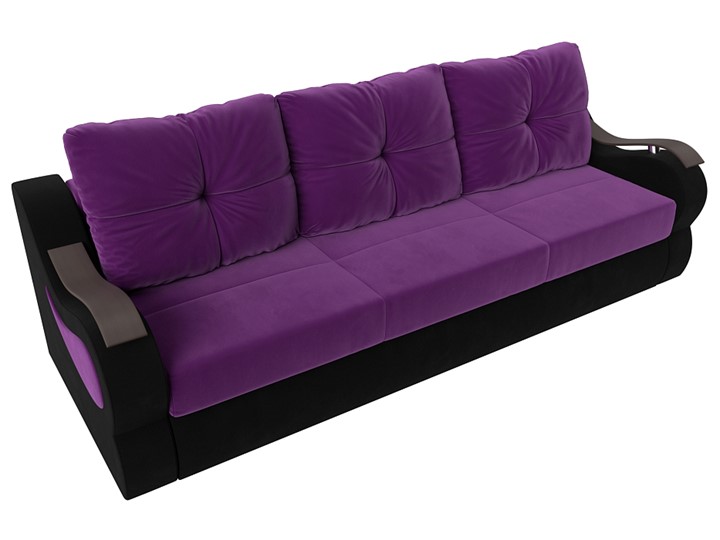 Прямой диван Меркурий еврокнижка, фиолетовый/черный (микровельвет) в Вологде - изображение 4