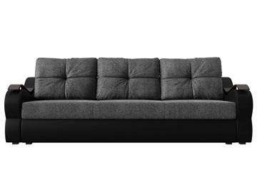 Прямой диван Меркурий еврокнижка, Серый/черный (рогожка/экокожа) в Вологде - предосмотр 1