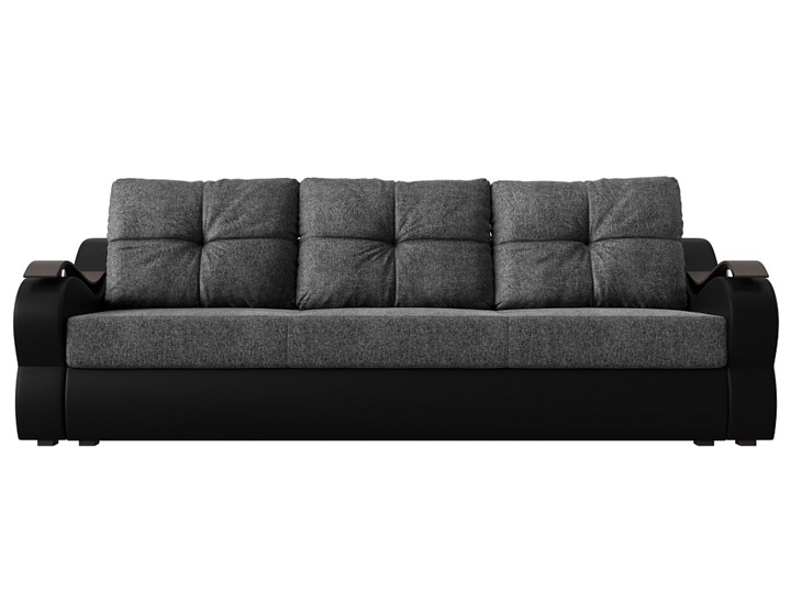 Прямой диван Меркурий еврокнижка, Серый/черный (рогожка/экокожа) в Вологде - изображение 1