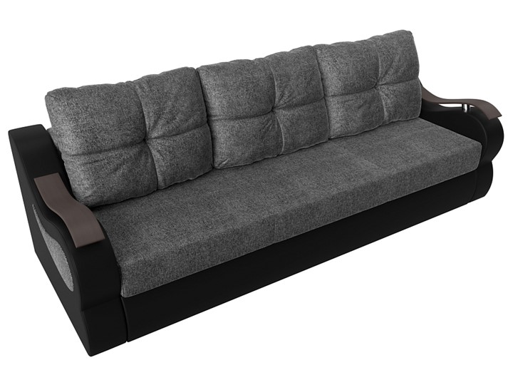 Прямой диван Меркурий еврокнижка, Серый/черный (рогожка/экокожа) в Вологде - изображение 4