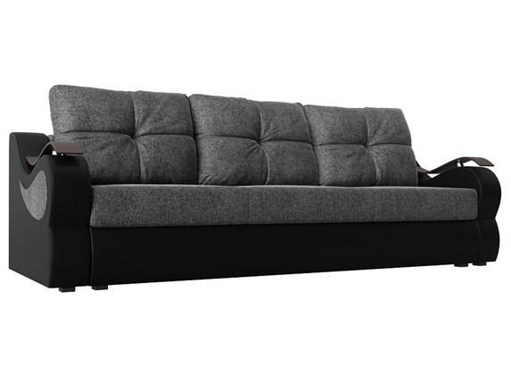Прямой диван Меркурий еврокнижка, Серый/черный (рогожка/экокожа) в Вологде - изображение
