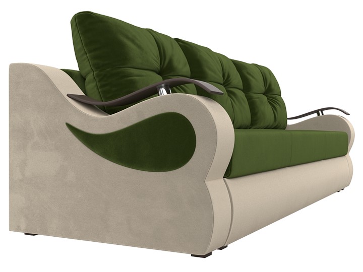 Прямой диван Меркурий еврокнижка, Зеленый/бежевый (микровельвет) в Вологде - изображение 2