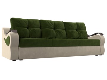 Прямой диван Меркурий еврокнижка, Зеленый/бежевый (микровельвет) в Вологде - предосмотр