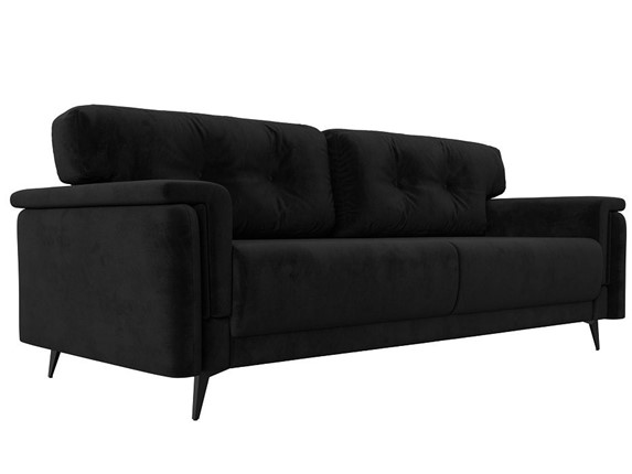Прямой диван Оксфорд, Черный (велюр) НПБ в Вологде - изображение