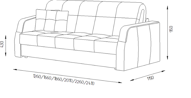 Прямой диван Турин 2 205 (НПБ) в Вологде - изображение 1