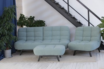 Комплект мебели Абри цвет мята кресло + диван + пуф опора металл в Вологде