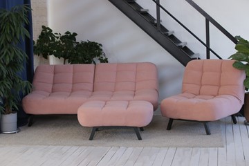 Комплект мебели Абри розовый кресло + диван + пуф опора металл в Вологде
