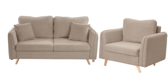 Комплект мебели Бертон бежевый диван+ кресло в Вологде - изображение
