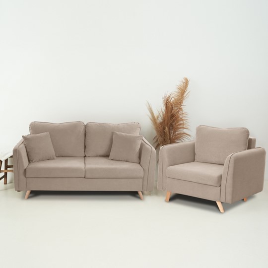 Комплект мебели Бертон бежевый диван+ кресло в Вологде - изображение 1