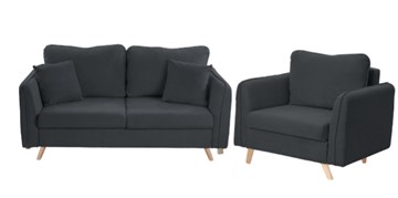 Комплект мебели Бертон графит диван+ кресло в Вологде - предосмотр