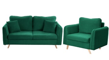 Комплект мебели Бертон изумрудный диван+ кресло в Вологде