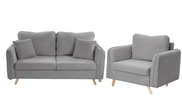 Комплект мебели Бертон серый диван+ кресло в Вологде