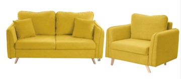 Комплект мебели Бертон желтый диван+ кресло в Вологде