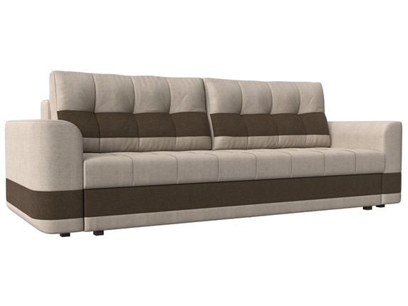 Прямой диван Честер, Бежевый/коричневый (рогожка) в Вологде - изображение