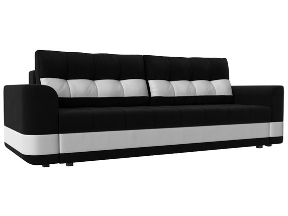 Прямой диван Честер, Черный/белый (вельвет/экокожа) в Вологде - изображение
