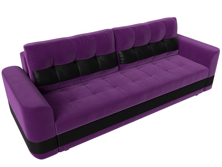 Прямой диван Честер, Фиолетовый/черный (вельвет/экокожа) в Вологде - изображение 4