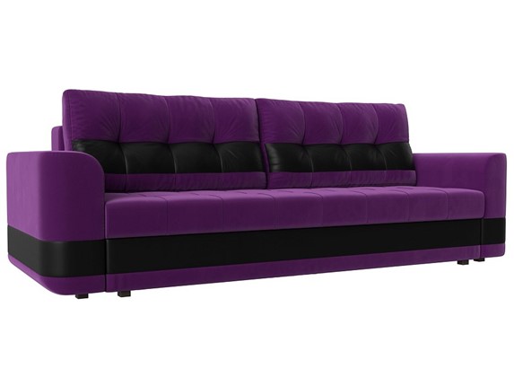 Прямой диван Честер, Фиолетовый/черный (вельвет/экокожа) в Вологде - изображение