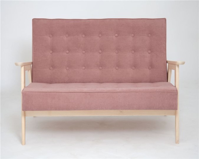 Прямой диван Ретро, двухместный (беленый дуб / RS 12 - розовый) в Вологде - изображение 1