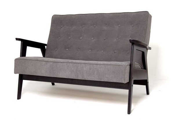 Прямой диван Ретро, двухместный (венге / RS 15 - темно-серый) в Вологде - изображение