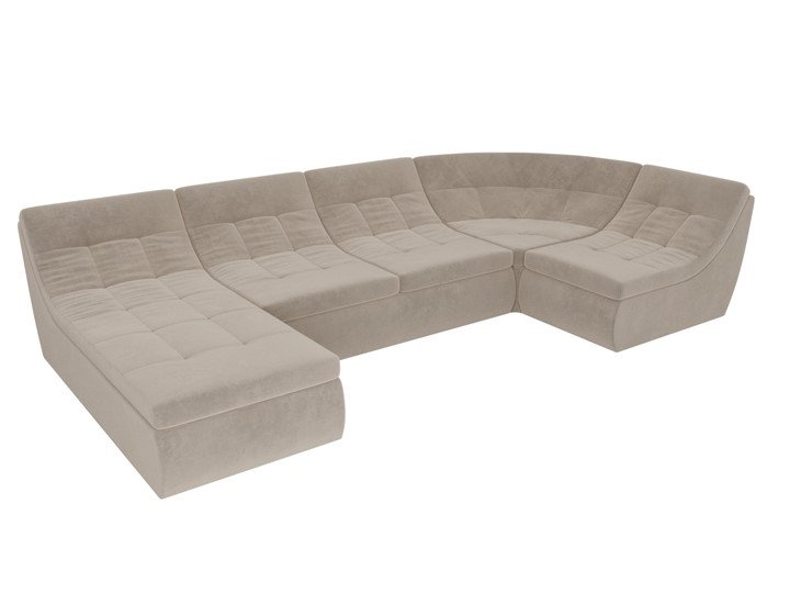 Модульный раскладной диван Холидей, Бежевый (велюр) в Вологде - изображение 5