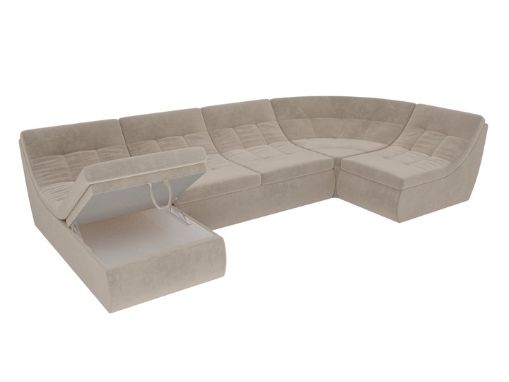 Модульный раскладной диван Холидей, Бежевый (велюр) в Вологде - изображение 6