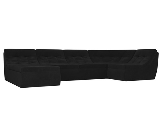Модульный П-образный диван Холидей, Черный (велюр) в Вологде - изображение