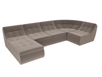 Модульный П-образный диван Холидей, Коричневый (велюр) в Вологде - предосмотр 5