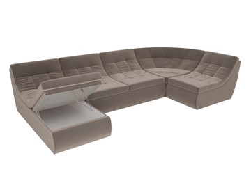 Модульный П-образный диван Холидей, Коричневый (велюр) в Вологде - предосмотр 6
