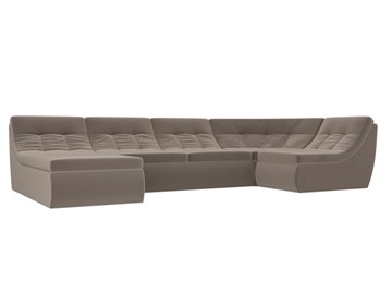 Модульный П-образный диван Холидей, Коричневый (велюр) в Вологде - предосмотр
