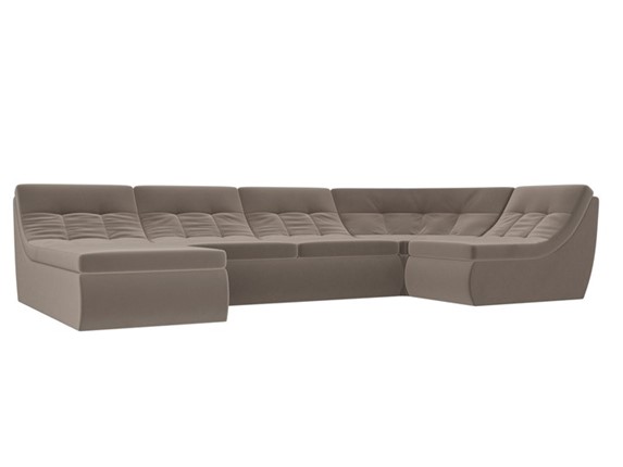 Модульный П-образный диван Холидей, Коричневый (велюр) в Вологде - изображение