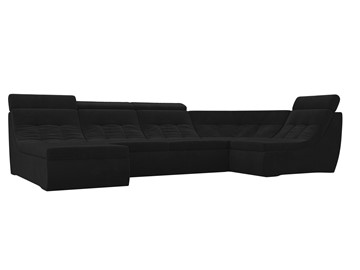 Модульный раскладной диван Холидей люкс, Черный (велюр) в Вологде