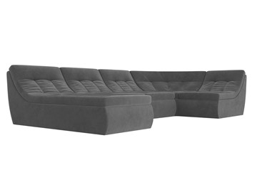 Модульный П-образный диван Холидей, Серый (велюр) в Вологде - предосмотр 4