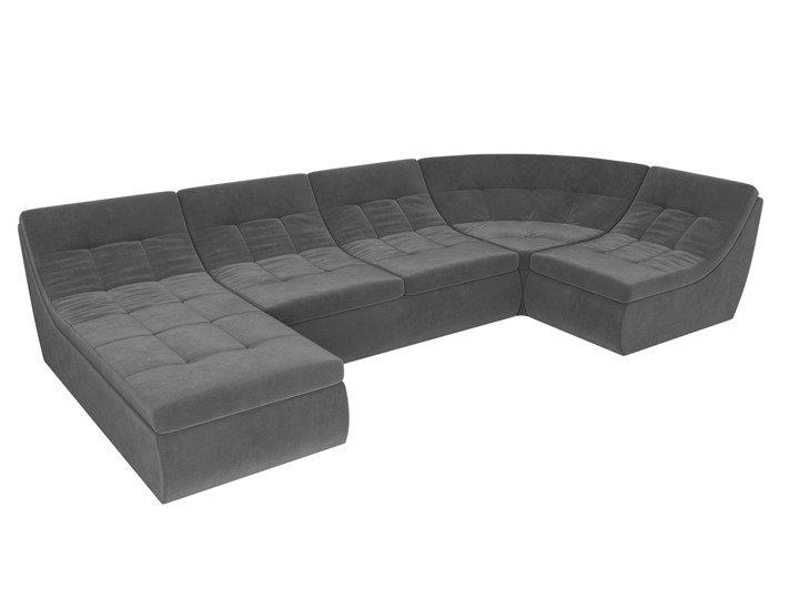 Модульный П-образный диван Холидей, Серый (велюр) в Вологде - изображение 5
