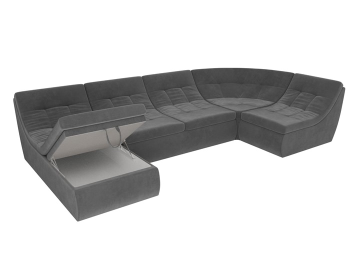 Модульный П-образный диван Холидей, Серый (велюр) в Вологде - изображение 6