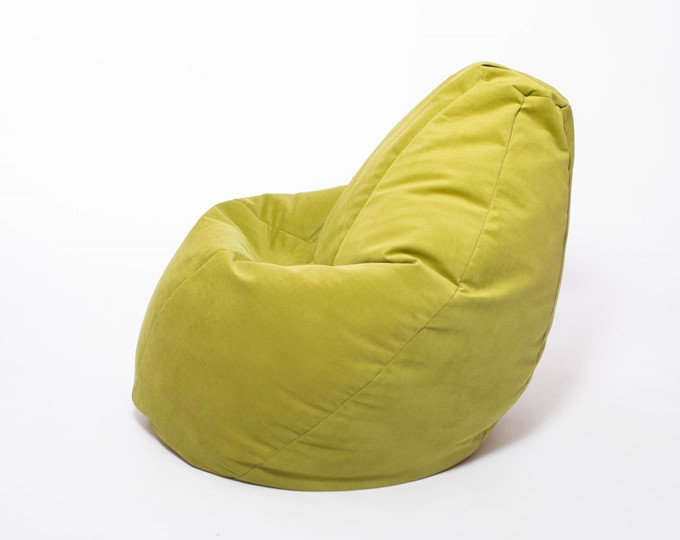 Кресло-мешок Груша среднее, велюр однотон, травянное в Вологде - изображение 2