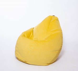 Кресло-мешок Груша среднее, велюр однотон, лимонное в Вологде - предосмотр