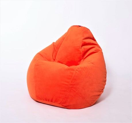 Кресло-мешок Груша большое, велюр однотон, оранжевое в Вологде - изображение