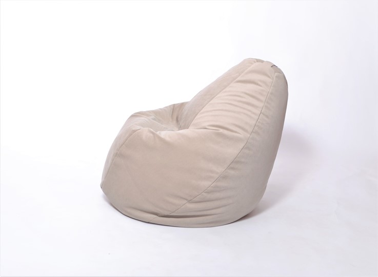 Кресло-мешок Груша большое, велюр однотон, бежевое в Вологде - изображение 2