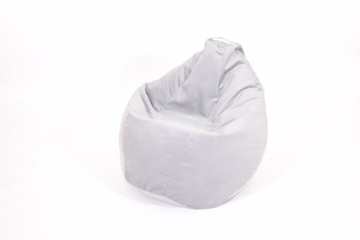 Кресло-мешок Груша большое, велюр однотон, серое в Вологде - изображение 1