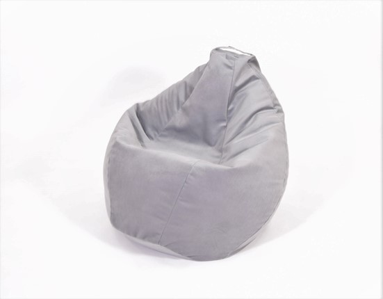 Кресло-мешок Груша малое, велюр однотон, серое в Вологде - изображение