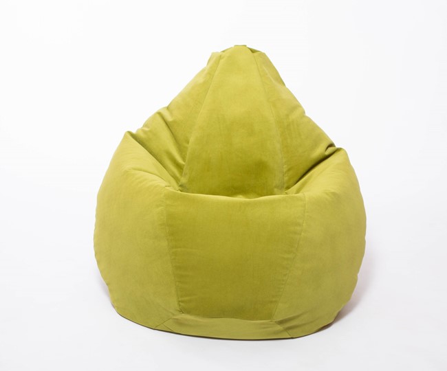 Кресло-мешок Груша большое, велюр однотон, травянное в Вологде - изображение 1