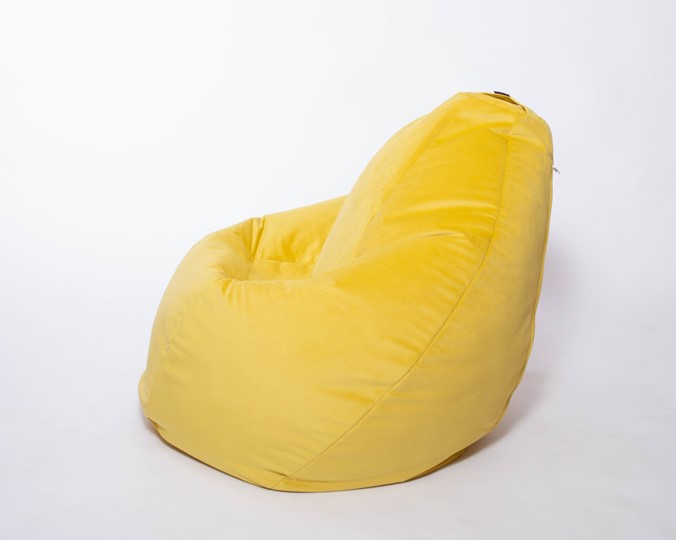 Кресло-мешок Груша среднее, велюр однотон, лимонное в Вологде - изображение 1