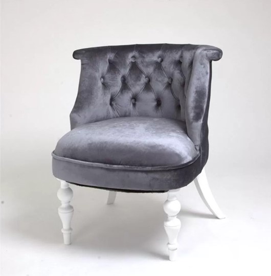 Кресло Бархат (серый бархат/белая эмаль) в Вологде - изображение 1