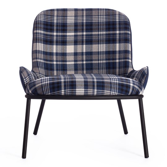 Кресло DUKEN (mod. 0179322) металл/ткань, 79х59х66 см, синий/синяя шотландка/черный в Вологде - изображение 4