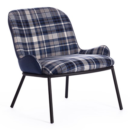 Кресло DUKEN (mod. 0179322) металл/ткань, 79х59х66 см, синий/синяя шотландка/черный в Вологде - изображение