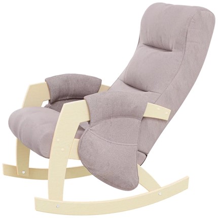 Кресло-качалка ЭЛИТ с карманами Джанни (каркас дуб, сиденье серо-розовое) в Вологде - изображение