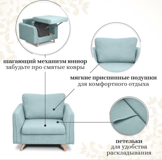 Кресло-кровать Бертон голубой в Вологде - изображение 2